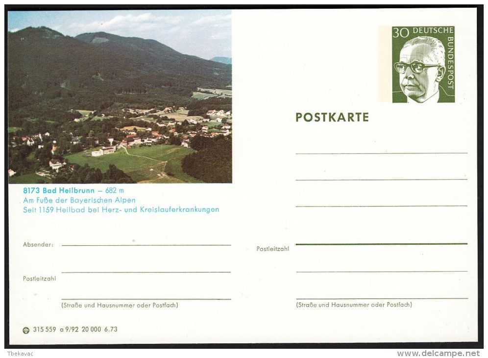 Germany 1973, Illustrated Postal Stationery "Bad Heilbrunn", Ref.bbzg - Cartes Postales Illustrées - Neuves