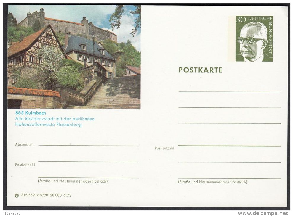 Germany 1973, Illustrated Postal Stationery "Kulmbach", Ref.bbzg - Illustrated Postcards - Mint