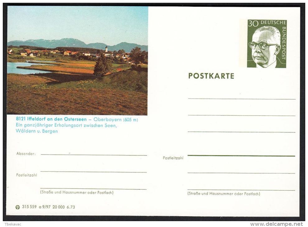 Germany 1973, Illustrated Postal Stationery "Iffeldorf An Den Osterseen", Ref.bbzg - Bildpostkarten - Ungebraucht