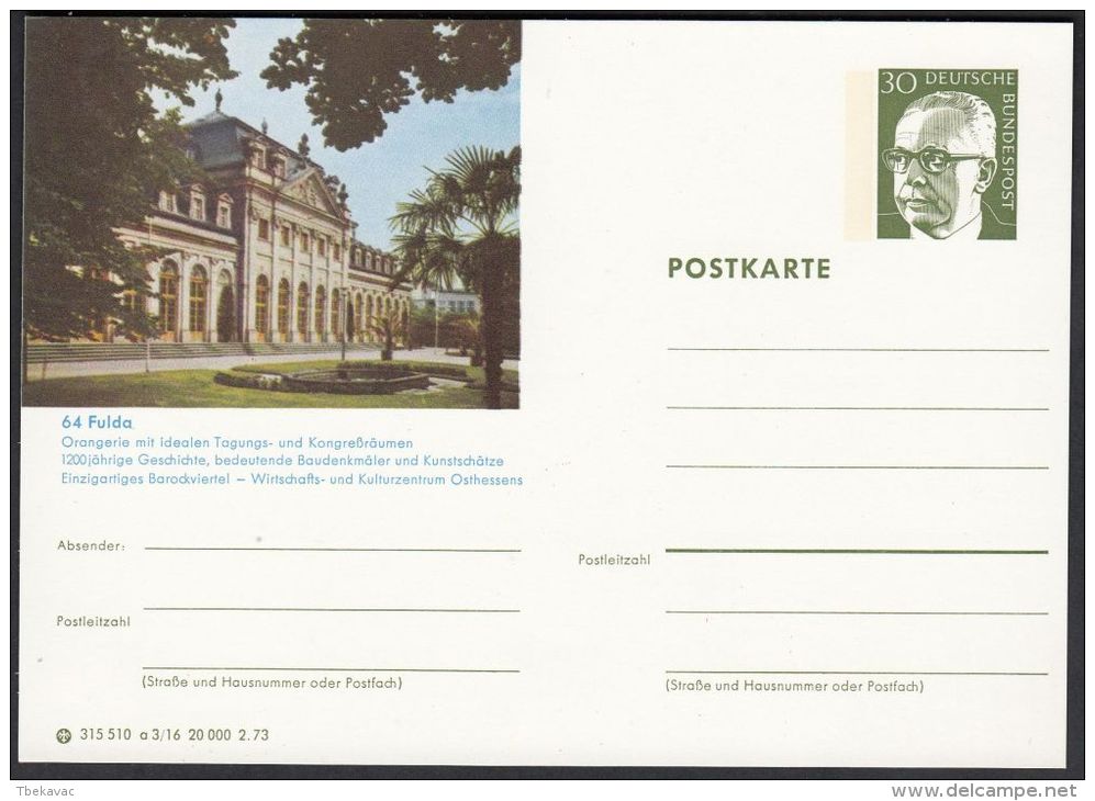 Germany 1973, Illustrated Postal Stationery "Fulda", Ref.bbzg - Illustrated Postcards - Mint