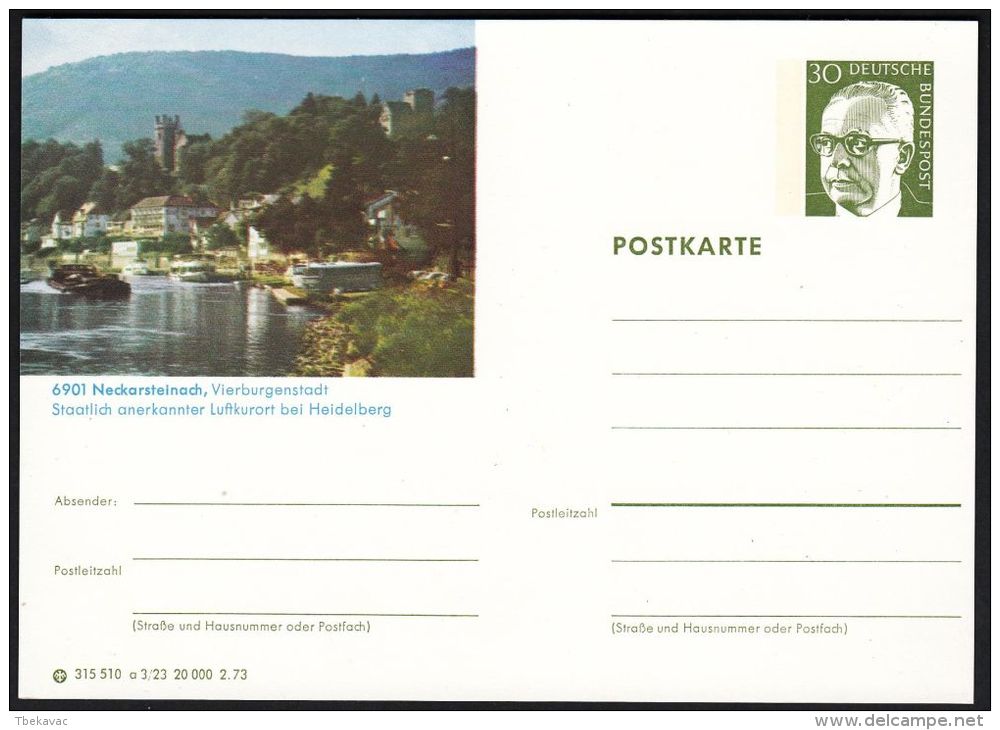 Germany 1973, Illustrated Postal Stationery "Neckarsteinach", Ref.bbzg - Illustrated Postcards - Mint