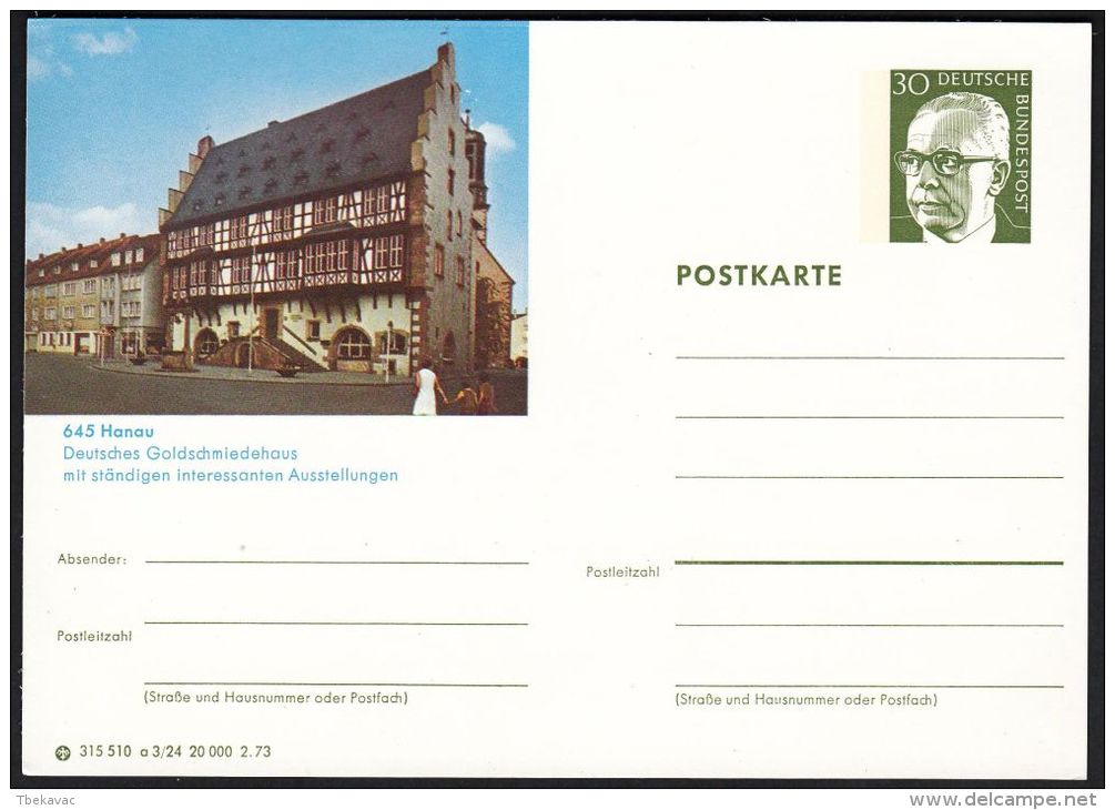 Germany 1973, Illustrated Postal Stationery "Hanau", Ref.bbzg - Cartes Postales Illustrées - Neuves