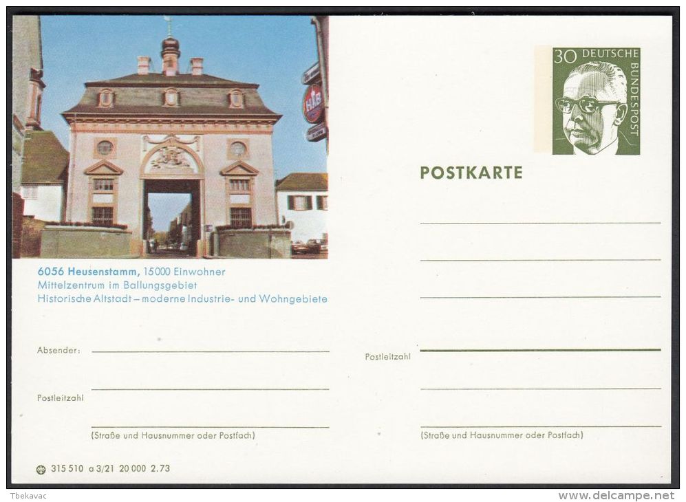 Germany 1973, Illustrated Postal Stationery "Heusenstamm", Ref.bbzg - Illustrated Postcards - Mint