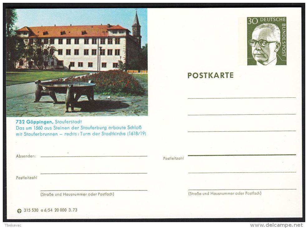 Germany 1973, Illustrated Postal Stationery "Goppingen", Ref.bbzg - Illustrated Postcards - Mint