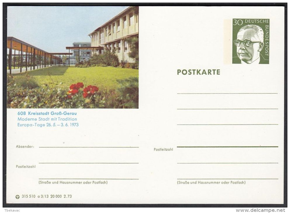 Germany 1973, Illustrated Postal Stationery "Groß-Gerau", Ref.bbzg - Illustrated Postcards - Mint