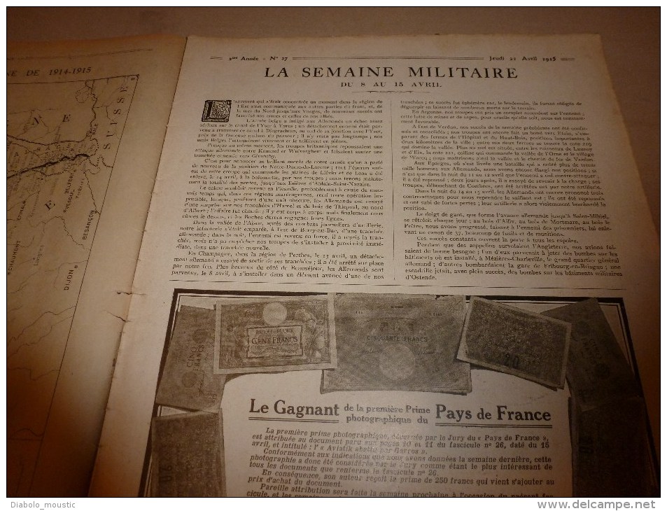 1915 JOURNAL De GUERRE(Le Pays De France):Nos 75;Poilus Et La Boue;En Mer;Espionnage Allemand;Woëvre;Farces;Infirmière - Francés