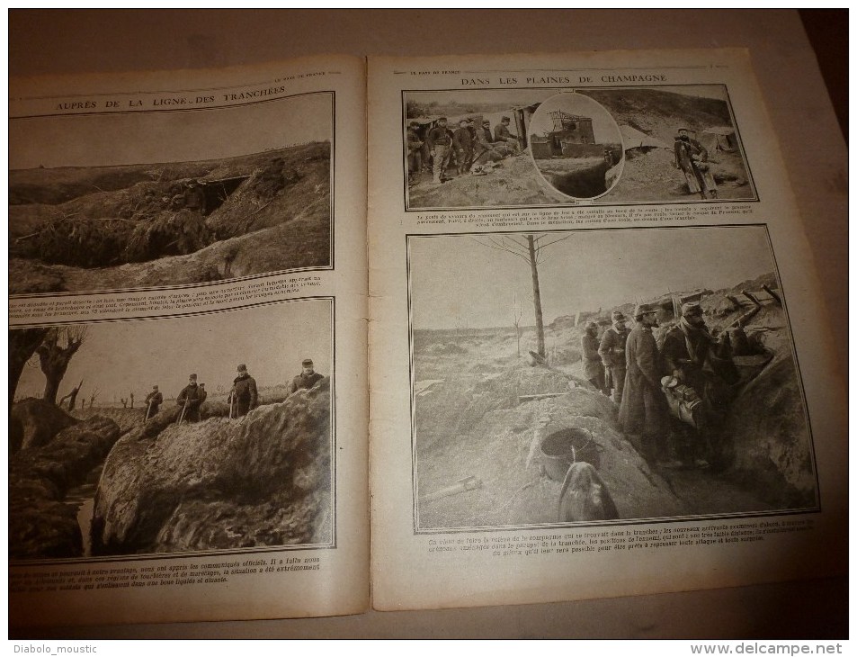 1915 JOURNAL De GUERRE(Le Pays De France):Nos 75;Poilus Et La Boue;En Mer;Espionnage Allemand;Woëvre;Farces;Infirmière - Français