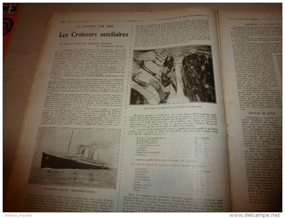 1915 JOURNAL de GUERRE(Le Pays de France):Nos 75;Poilus et la boue;En mer;Espionnage allemand;Woëvre;Farces;Infirmière