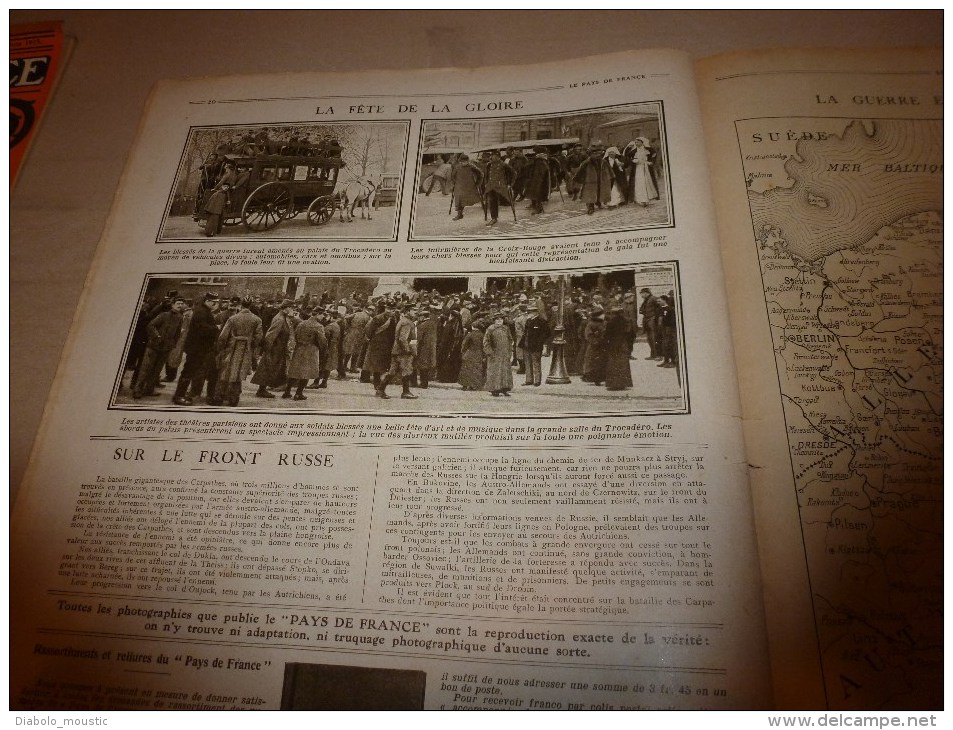 1915 JOURNAL de GUERRE(Le Pays de France):Nos 75;Poilus et la boue;En mer;Espionnage allemand;Woëvre;Farces;Infirmière