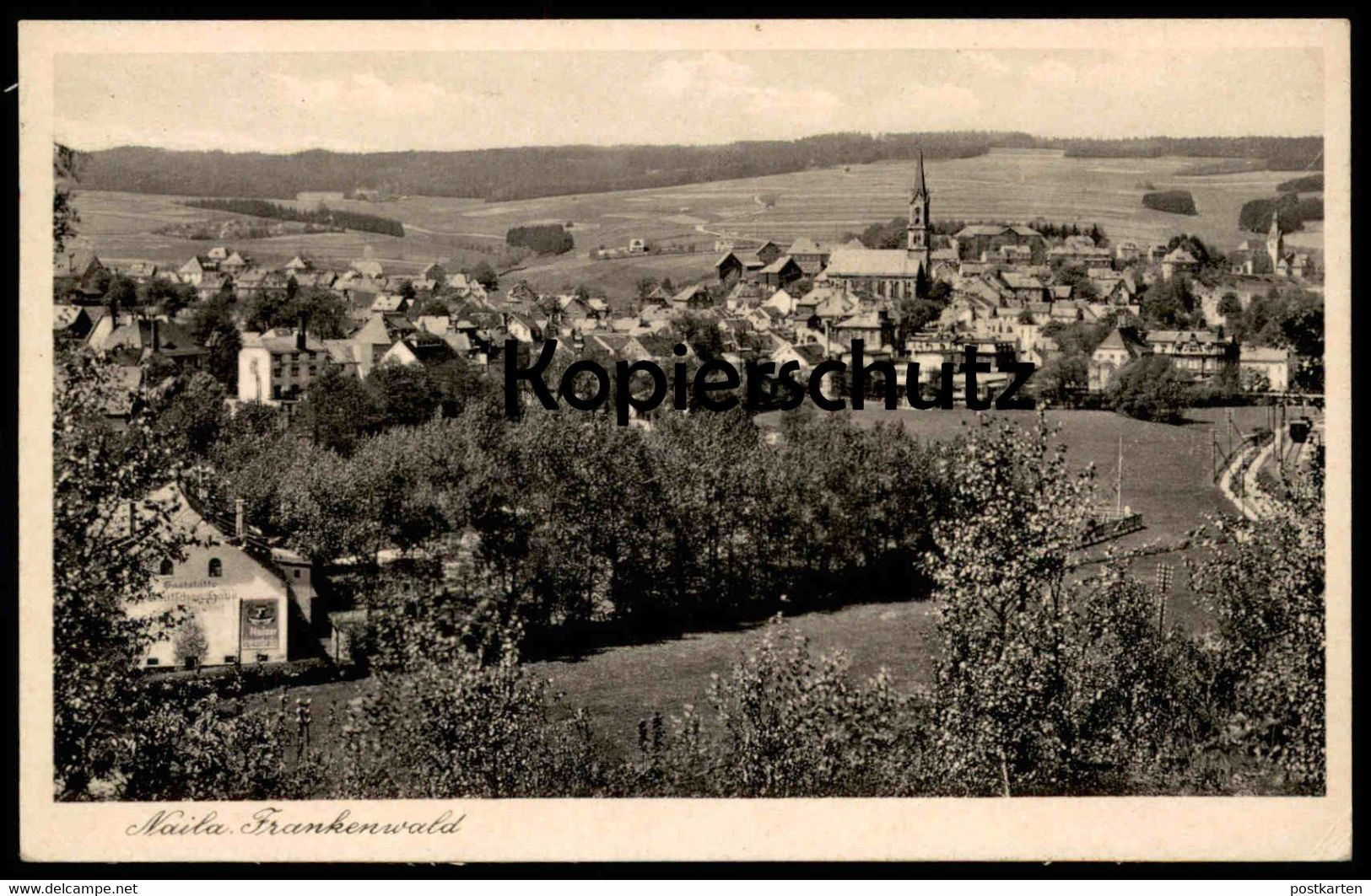 ALTE POSTKARTE NAILA 1943 NAILAER LÖWENBRÄU DEUTSCHES HAUS FRANKENWALD Bavière Bavaria Eisenbahn Railway Train Bier Beer - Naila