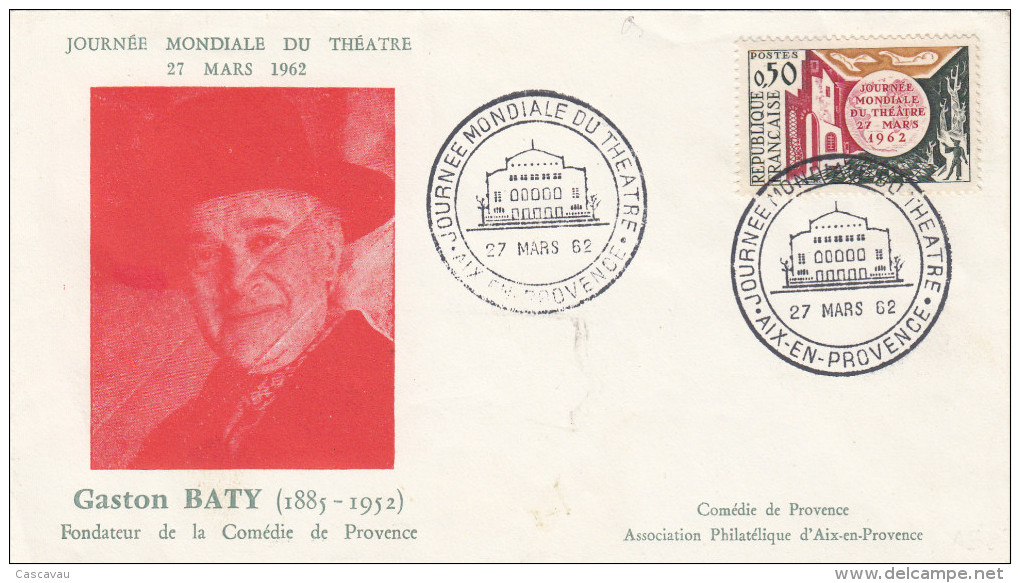 Enveloppe  JOURNEE  MONDIALE   Du   THEATRE       AIX   En    PROVENCE     1962 - Teatro