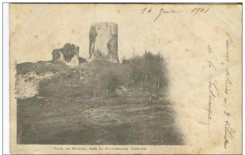 A De Nussac Postcard, Tour De Bridier, Pres La Souterraine (Creuse) (1901) - Autres & Non Classés