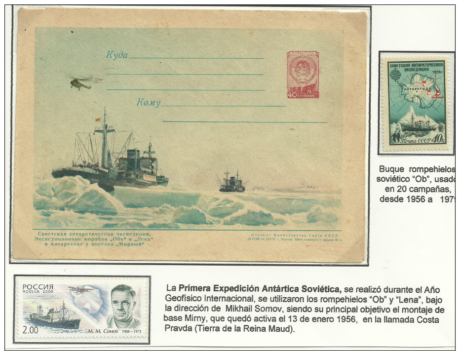 ANTARTIDA - FILATELIA POLAR / RUSIA /1ª EXPED. ANTÁRTICA 1956 / EN ENTERO POSTAL DE 1957 - Antarctic Expeditions