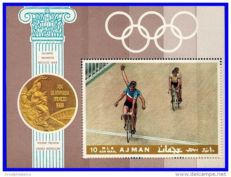 AJMAN 1968 MEXICO OLYMPICS / CYCLING S/S MNH  (3ALL) - Zomer 1968: Mexico-City