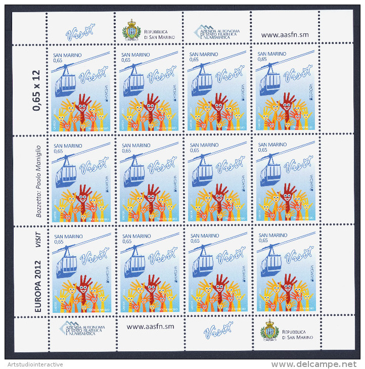 2012 SAN MARINO "EUROPA-VISIT" MINIFOGLIO MNH - Unused Stamps