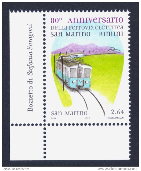 2012 SAN MARINO "80° ANN. DELL´INAUGURAZIONE DELLA FERROVIA ELETTRICA RIMINI - SAN MARINO"  SINGOLO MNH - Unused Stamps