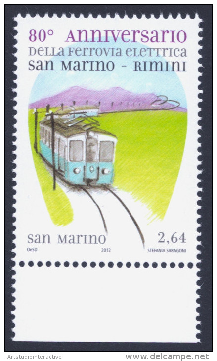 2012 SAN MARINO "80° ANN. DELL´INAUGURAZIONE DELLA FERROVIA ELETTRICA RIMINI - SAN MARINO"  SINGOLO MNH - Unused Stamps