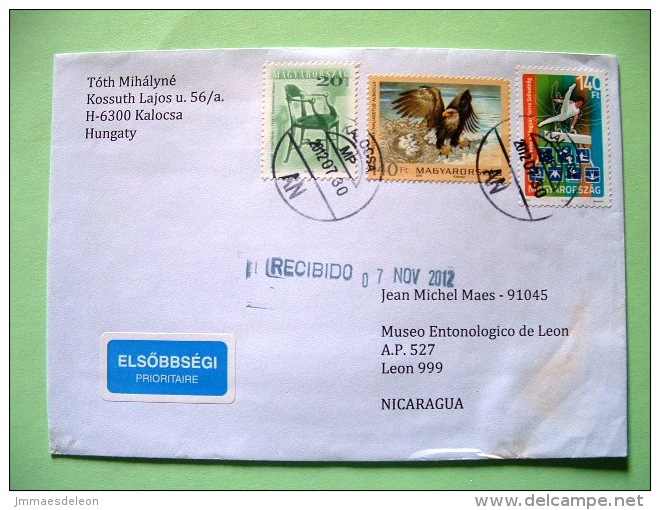 Hungary 2012 Cover To Nicaragua - Bird Eagle - Gymnastics - Chair - Lettere