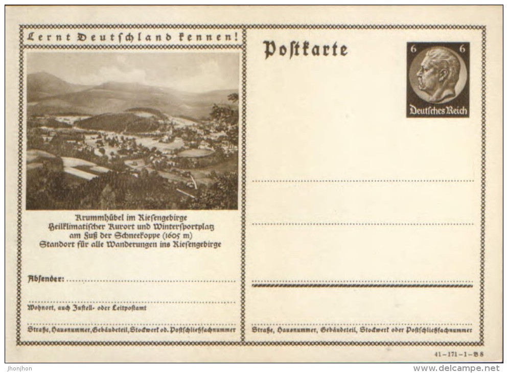 Germany/Empire - Stationery Postcard Illustrated Unused 1934 - P236(41-171-1-B8), Krummhübel - Other & Unclassified