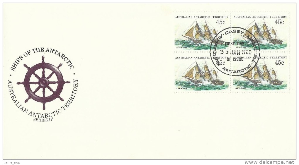 Australia Antarctic Territory 1981 Ships Series III,LÁstrolabe Block 4,Casey Base - FDC