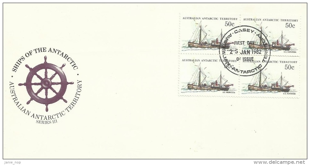 Australia Antarctic Territory 1981 Ships Series III,Norvegia Block 4,Casey Base FDC - FDC