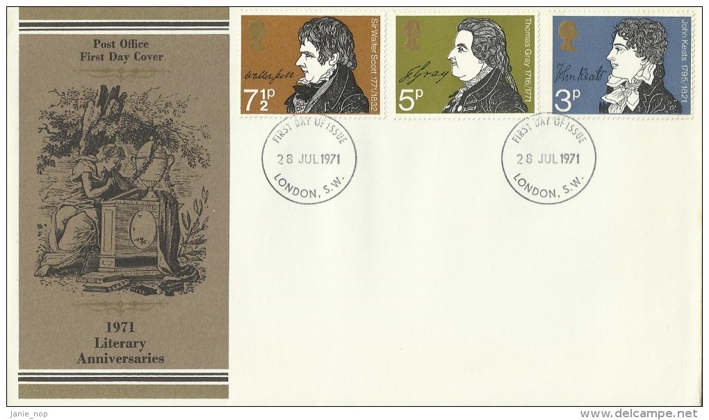 Great Britain 1971 Literary Anniversaries FDC - Ohne Zuordnung