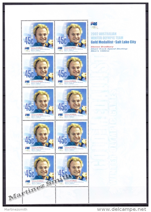 Australie - Australia 2002 Yvert 2018, Salt Lake City Olympics, Medallist Steven Bradbury - Sheetlet - MNH - Sheets, Plate Blocks &  Multiples