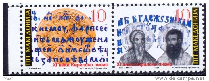 MK 1997-099-100 1100A°CHIRILIK LETTERS, MACEDONIA, 1 X 2v, MNH - Noord-Macedonië