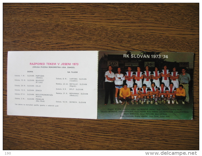 RK SLOVAN 1973/74 - Balonmano