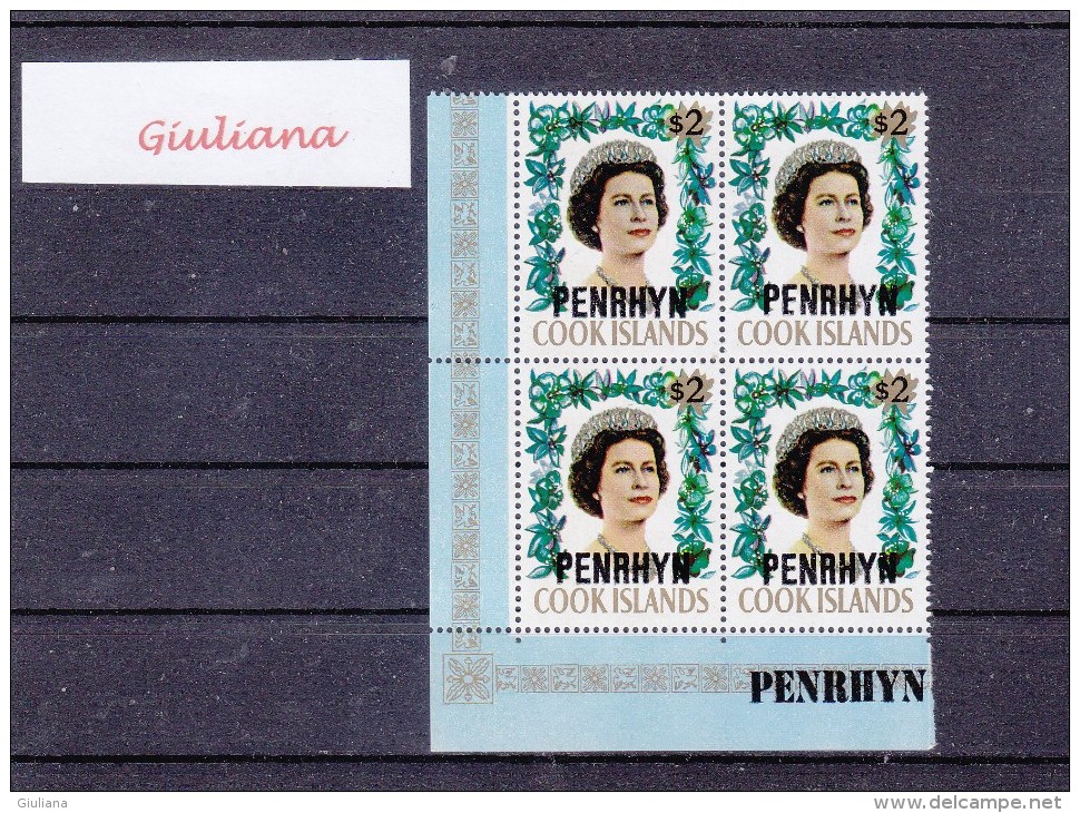 Penrhyn  - Blocco Di 4 Stamps**  Regina Elisabetta - Penrhyn