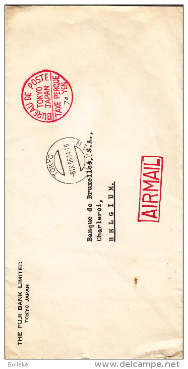 Japon - Lettre De 1956 - EMA - Empreintes Machines -  Oblitération Tokyo - Cachet Rouge Taxe Perçue - Lettres & Documents