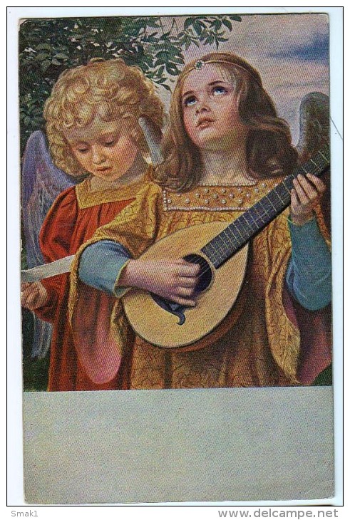 AK ENGEL Mit Musikinstrumenten  ANGEL  KUNSTVERLAG JOSEF MÜNDHEN Nr.16047.  ALTE POSTKARTE - Anges