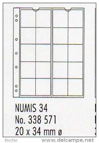 NH34 5 Einsteckseiten Mit 20 €-Münzen Neu 6€ Je 4x5 Für 2 EURO Sondermünzen 5 Verschiedene Münzblätter + Zwischenblätter - Matériel