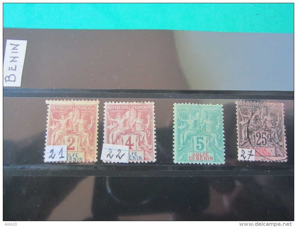 Benin YT 27 " Golfe Du Benin : 25c. Noir Sur Rose  YT 21 YT 22 MNH ** Et Oblitéré - Other & Unclassified