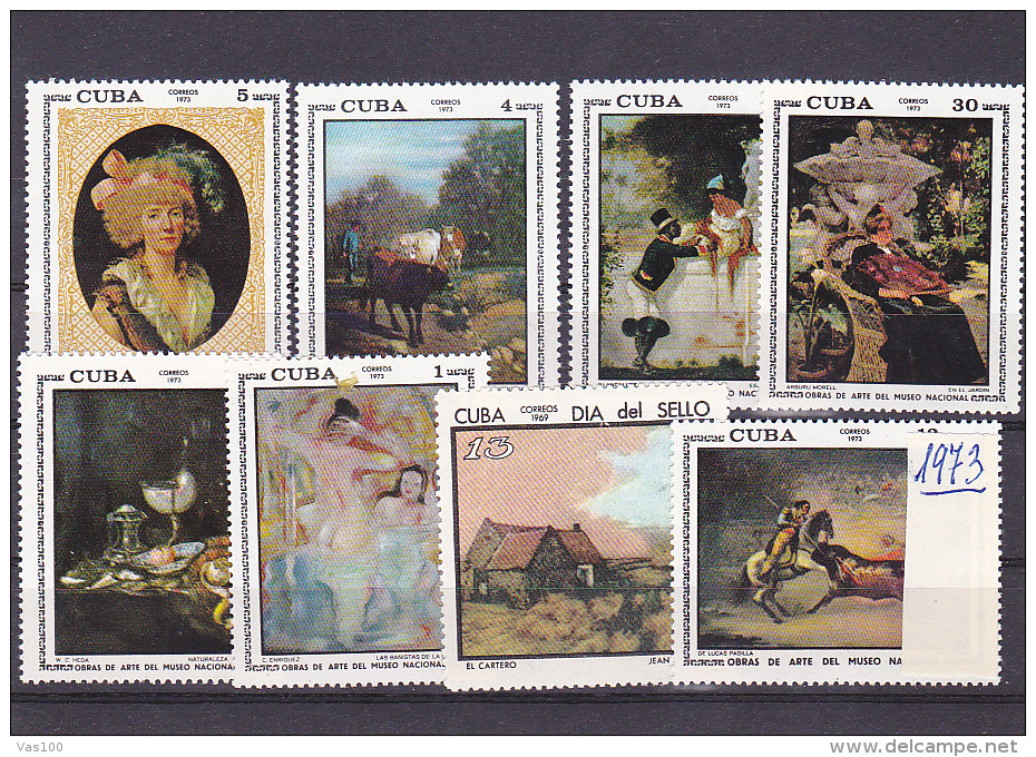 PAINTINGS, MNH**, 8 STAMPS, 1973, CUBA - Nuevos