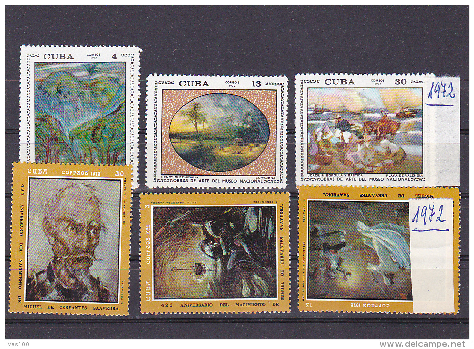 CERVANTES, PAINTING, MNH**, 6 STAMPS, 1972, CUBA - Unused Stamps