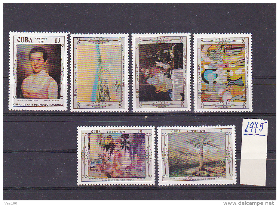 NATIONAL MUSEUM ART, PAINTING, MNH**, 6 STAMPS, 1975, CUBA - Unused Stamps