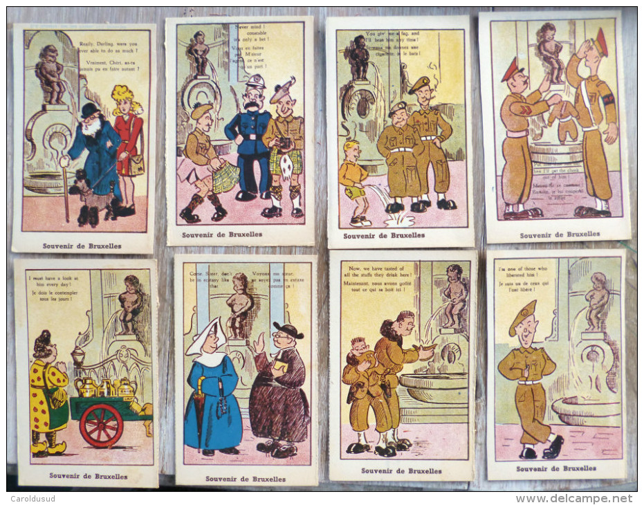 CPA Lot 8x LITHO Illustrateur Roberty Humour Souvenir Bruxelles Manneken-pis Soldat Bidasse Nonne Laitiere Kilt Papy - Personnages Célèbres