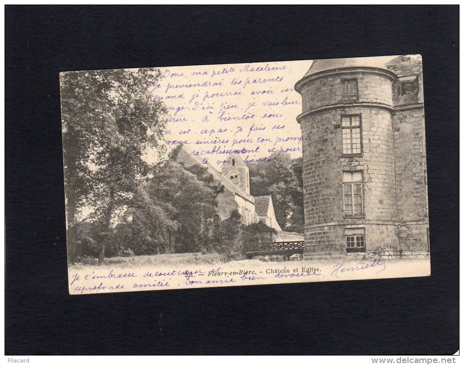 48236    Francia,    Fleury-en-Biere,  Chateau Et  Eglise,  VG  1907 - Perthes