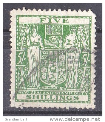 New Zealand 1931 Postal Fiscal 5s Green Used  - Corner - Fiscaux-postaux