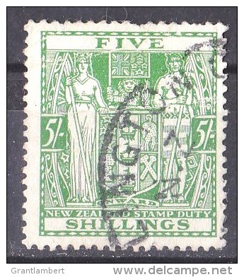 New Zealand 1931 Postal Fiscal 5s Green Used  - Light Creasing - Fiscali-postali