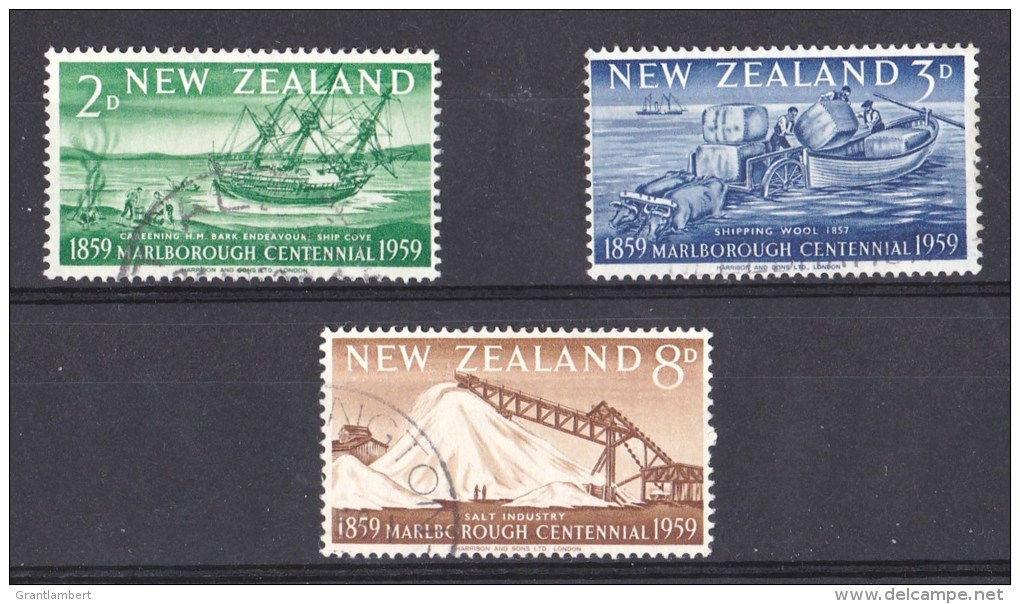 New Zealand 1959 Marlborough Centennial Set Of 3 Used - Used Stamps