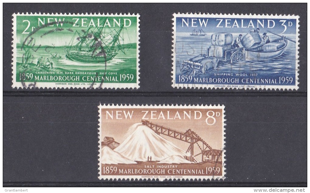 New Zealand 1959 Marlborough Centennial Set Of 3 Used - - Used Stamps