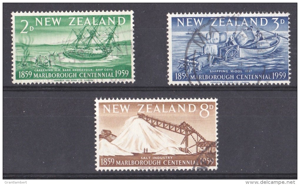 New Zealand 1959 Marlborough Centennial Set Of 3 Used - - - Used Stamps