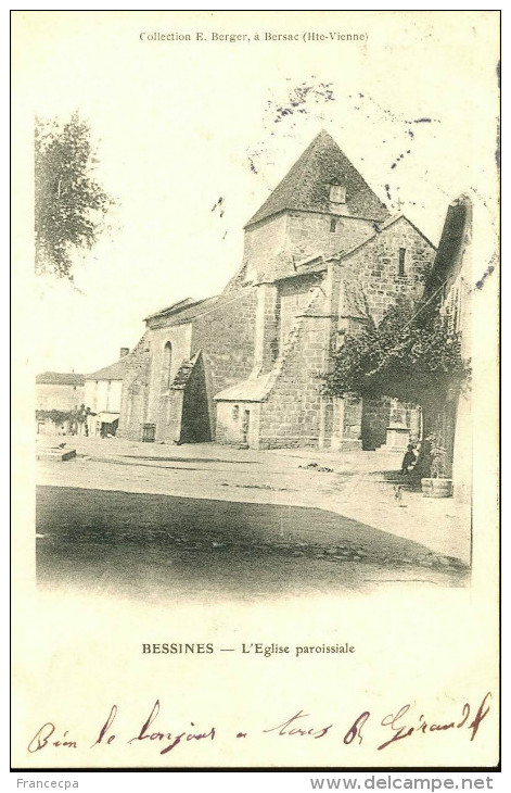 87-319 - HAUTE VIENNE - BESSINES - L' Eglise Paroissiale  -  Dos Non Divisé - Bessines Sur Gartempe