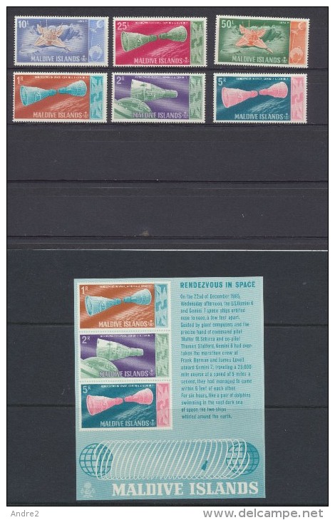 Maldive Islands  - Maldives  1966 Moon Landing  ***   MNH + Miniature Sheet  * MVLH - Maldives (1965-...)