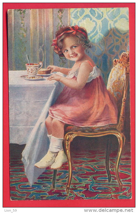 149878 / Germany Art  Arno Von Riesen  - WAS ABHABEN ? LITTLE GIRL TEA BREAKFAST - Otto Ploeger , Berlin 607 - Riesen, Arno Von