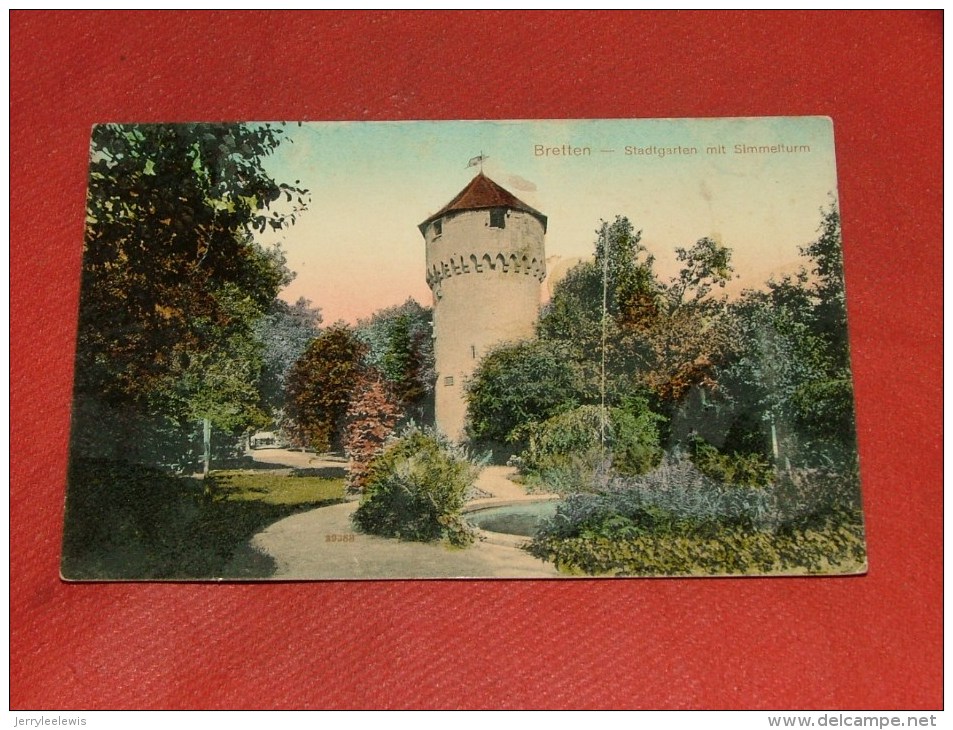 BRETTEN  -  Stadtgarten Mit Simmelturm  -  1912 - Bretten