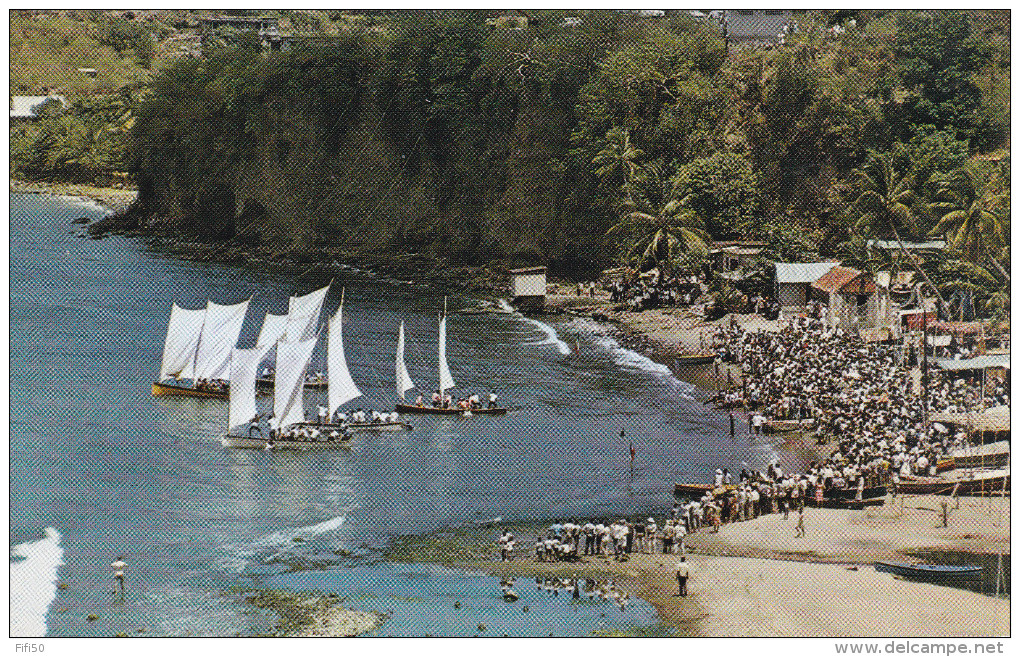 4cartes De La Martinique Course De Yoles Au MARIN Foànd Lahaye Fete Au Village CARBET La Plage De Cocotiers - Le Marin