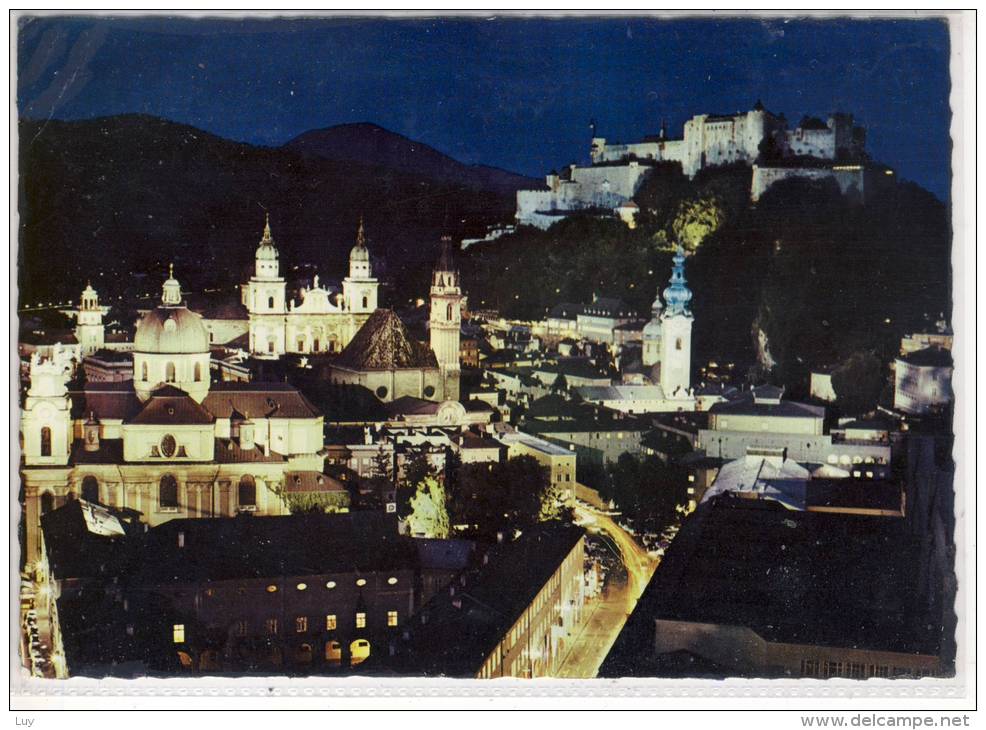 SALZBURG Bei Nacht Und Festbeleutung, UNDESCO; Altstadt Mit Festung, 1966 - Salzburg Stadt